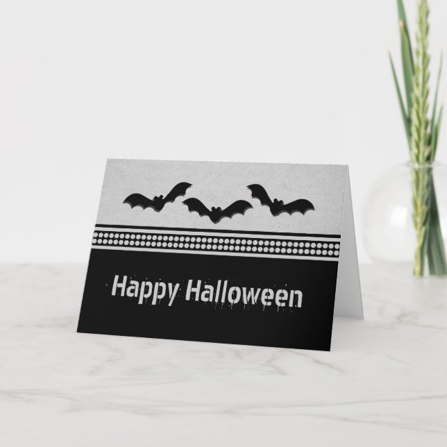 Gone Batty Halloween Card, Light Gray Card (Front)