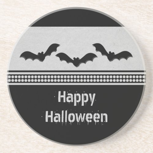 Gone Batty Halloween Coaster Light Gray Sandstone Coaster