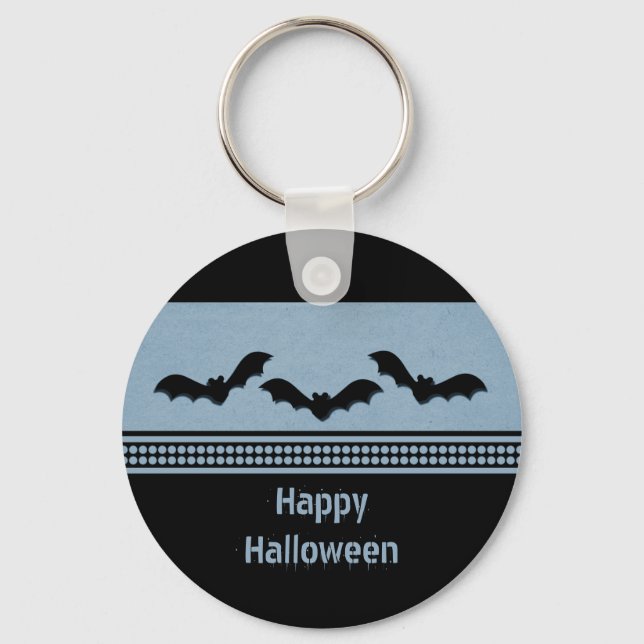 Gone Batty Halloween Keychain, Light Blue Keychain (Front)
