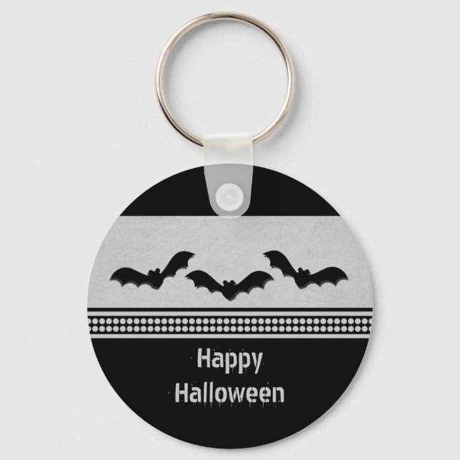 Gone Batty Halloween Keychain, Light Gray Keychain (Front)