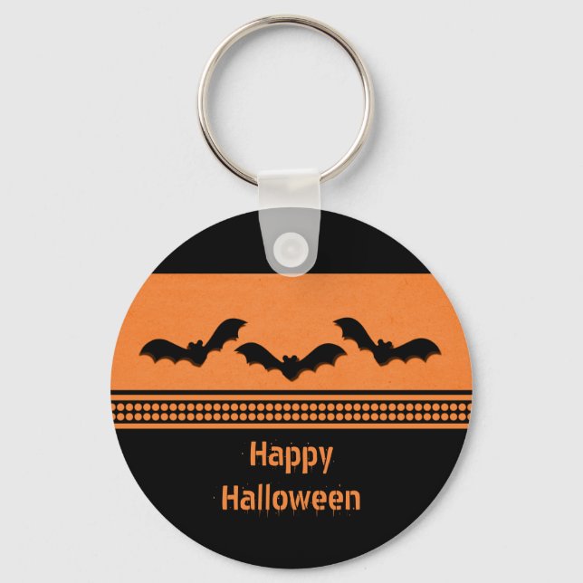 Gone Batty Halloween Keychain, Orange Keychain (Front)