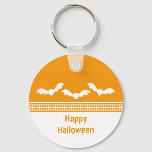 Gone Batty Halloween Keychain Orange  White Keychain