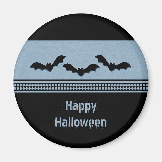 Gone Batty Halloween Magnet, Light Blue Magnet (Front)
