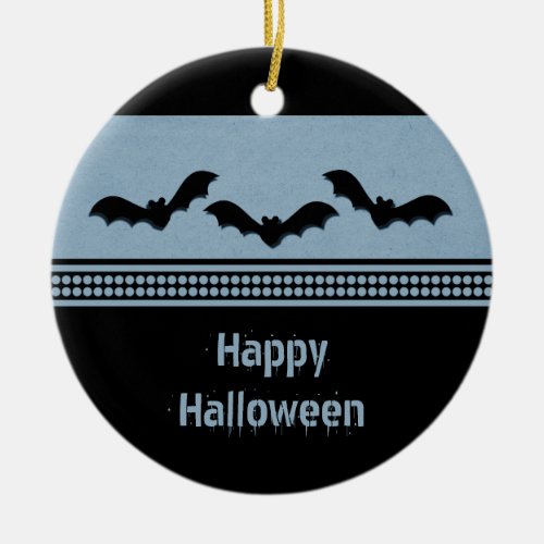 Gone Batty Halloween Ornament Light Blue Ceramic Ornament