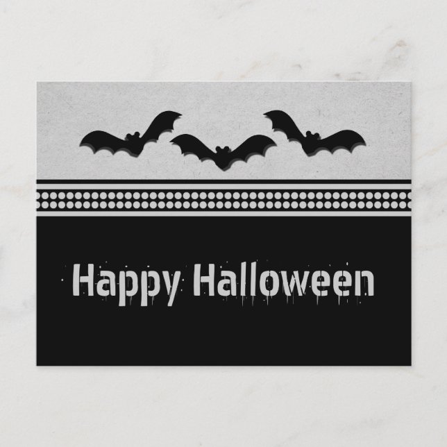 Gone Batty Halloween Postcard, Light Gray Postcard (Front)