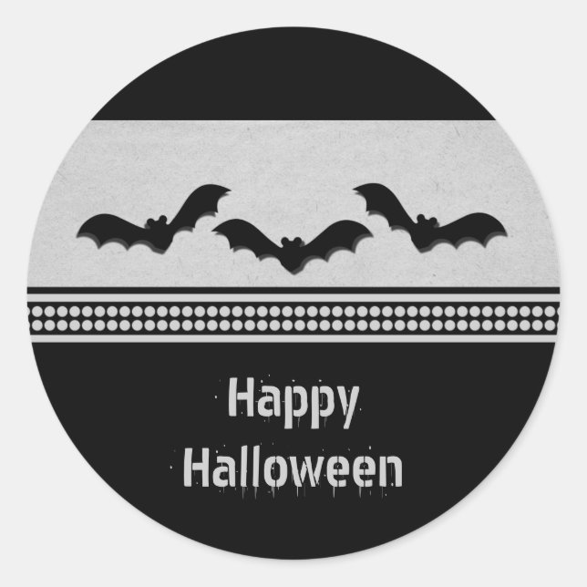 Gone Batty Halloween Stickers, Light Gray Classic Round Sticker (Front)