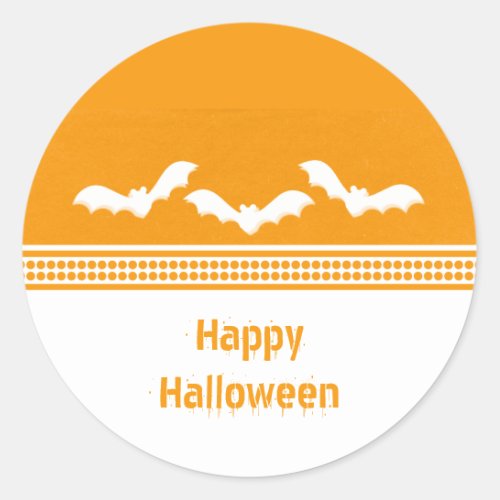 Gone Batty Halloween Stickers Orange  White Classic Round Sticker