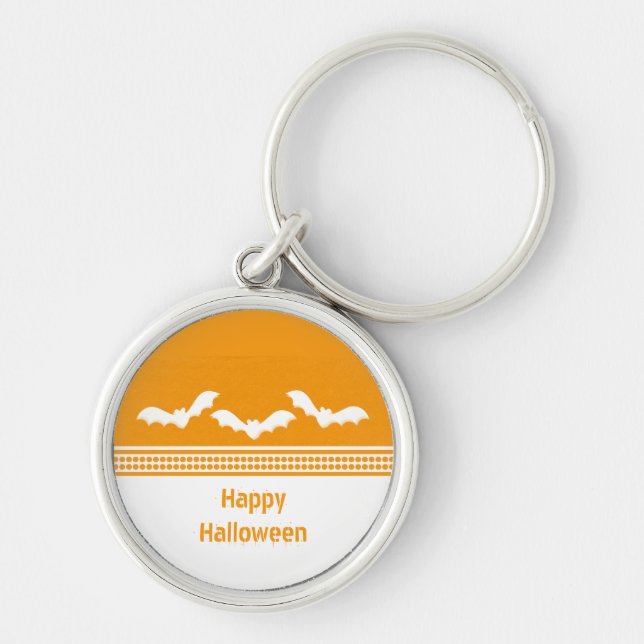 Gone Batty Premium Keychain, Orange & White Keychain (Front)