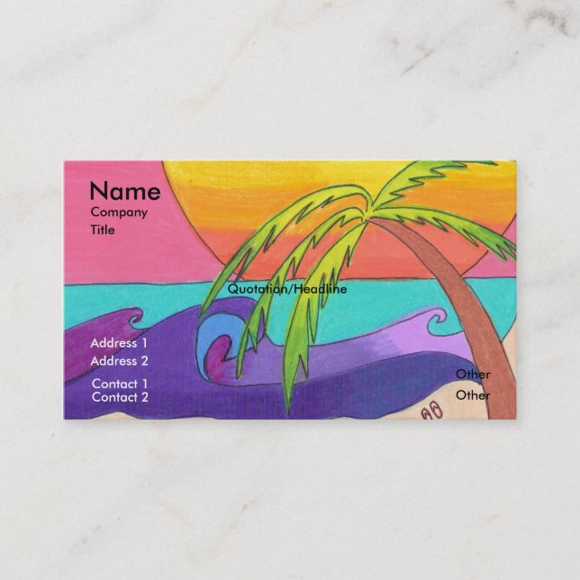 Gone Beachy Business Card Template (Front)