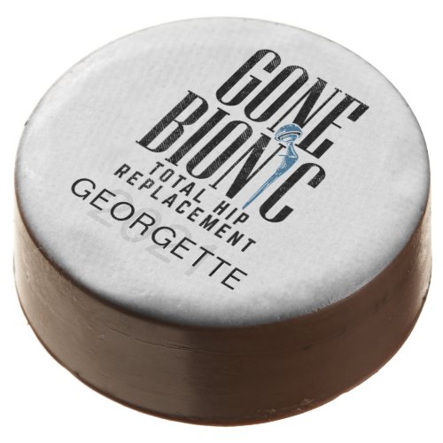 Gone Bionic Hip Replacement Celebration Custom Chocolate Covered Oreo