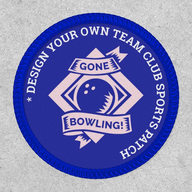 Gone Bowling! Custom Blue Bowling Club Team League Patch (Front)