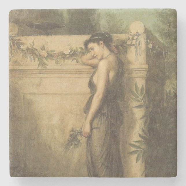 Gone But Not Forgotten (John William Waterhouse) Stone Coaster (Front)
