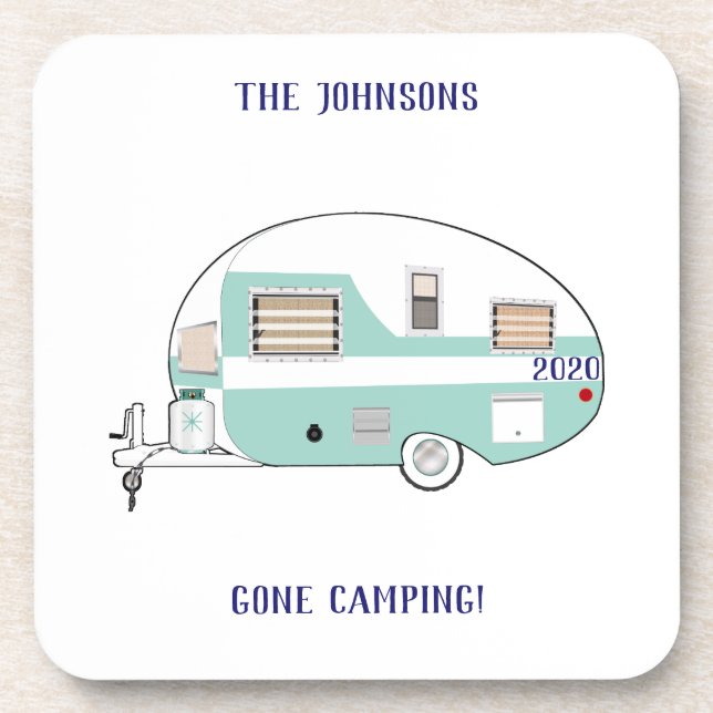 Gone Camping RV Trailer Camper Plastic Coaster Set (Front)