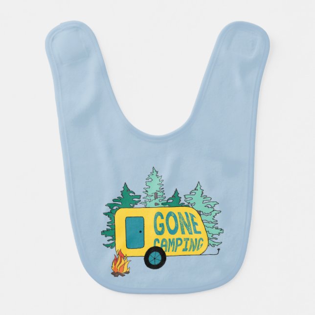 Gone Camping Summer Camp Clipart Happy Trails Camp Baby Bib (Front)