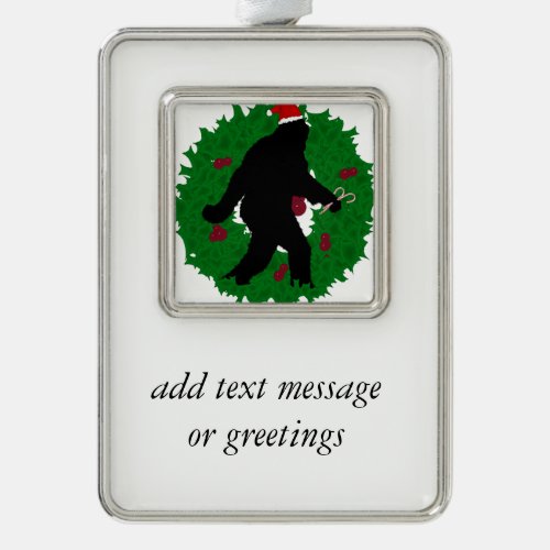 Gone Christmas Squatchin With a Wreath Christmas Ornament