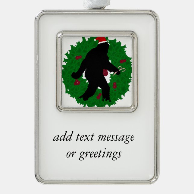 Gone Christmas Squatchin' With a Wreath Christmas Ornament (Front)