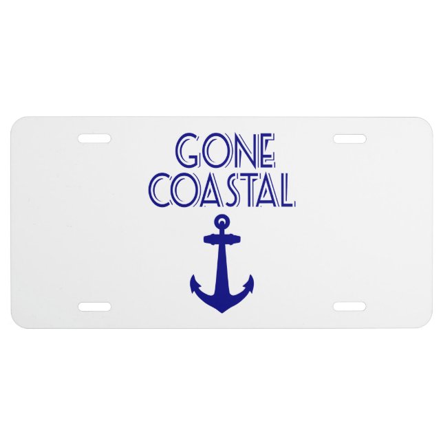 Gone Coastal Navy Blue Anchor License Plate (Front)
