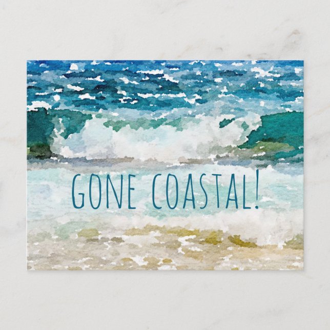 Gone Coastal New Home I've Moved Announcement Postcard (Front)