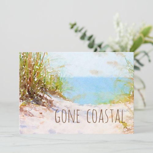 Gone Coastal Watercolor Beach New Home Announcemen Announcement