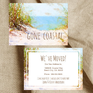 Gone Coastal Watercolor Beach New Home Moving Announcement