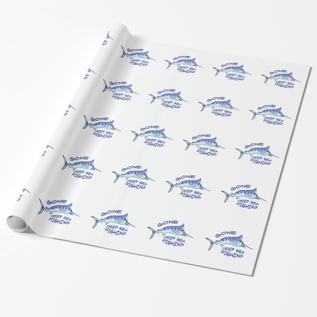 Gone Deep Sea Fishing Wrapping Paper (Unrolled)