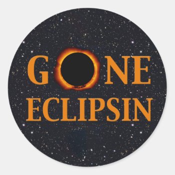 Gone Eclipsin Solar Eclipse Classic Round Sticker by GigaPacket at Zazzle