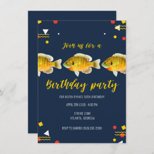 Gone Fishin' Boys Fishing Theme Brithday Party Invitation