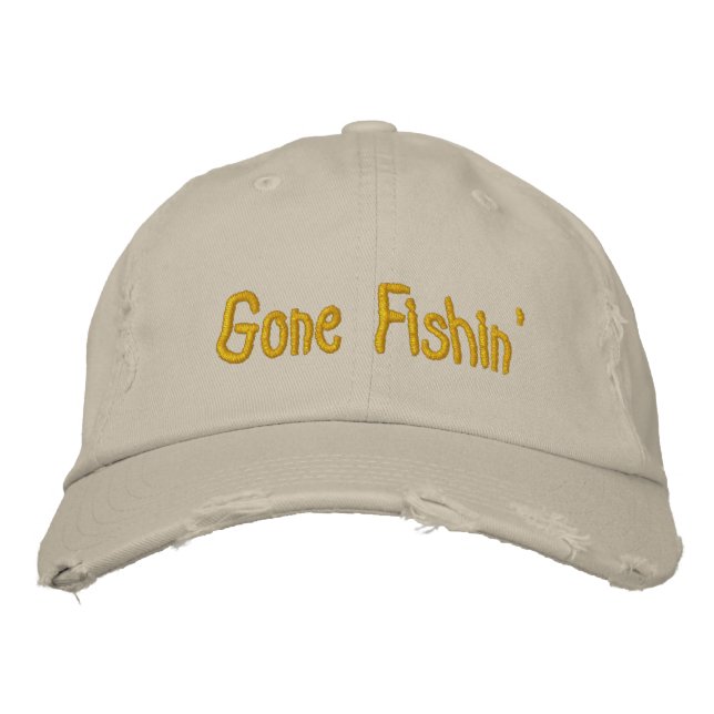 Gone Fishin' Embroidered Baseball Cap (Front)