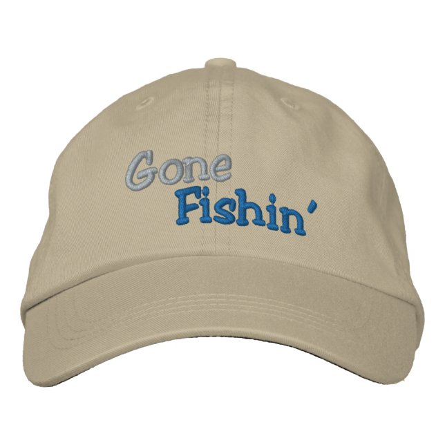 Gone Fishin' Embroidered Baseball Cap (Front)