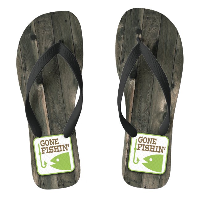 Gone Fishin Flip Flops (Footbed)