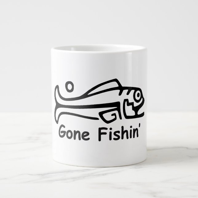 Gone Fishin' Giant Coffee Mug (Front)