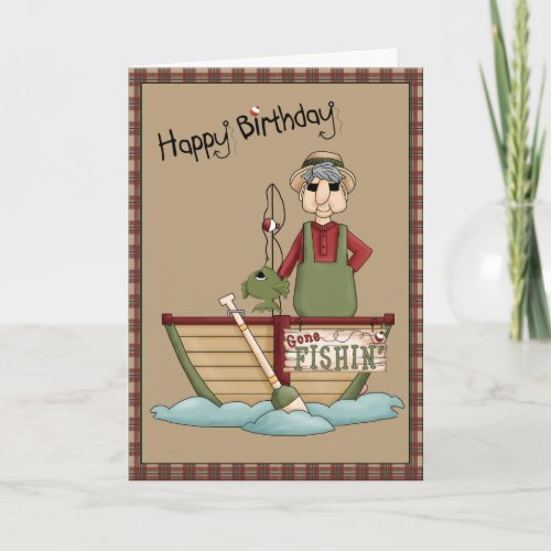 Gone Fishin Happy Birthday Greeting Card