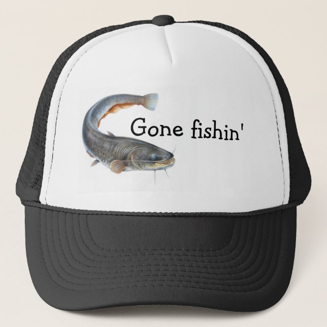 "gone fishin'" trucker hat (Front)