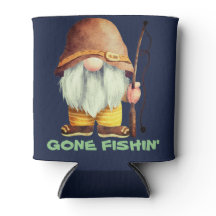 Gone Fishin' Vintage Retro Gnome With Fishing pole