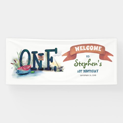 Gone Fishing 1st Birthday Party Banner