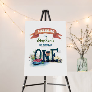 Gone Fishing 1st Birthday Party Welcome Foam Board