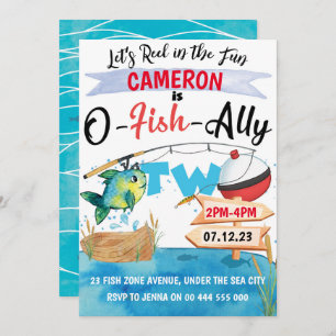 Gone Fishing 2nd Birthday Invitation O-Fish-Ally 2