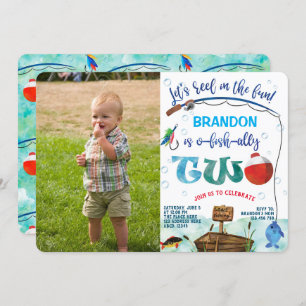 Gone Fishing 2nd birthday Little Fisherman Photo Invitation