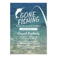 Gone Fishing Beach Retirement Party Card