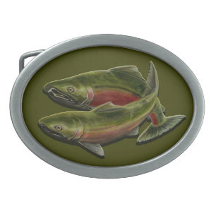 Gone Fishing Belt Buckle Coho Salmon Fish Buckles