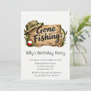 Gone Fishing Birthday Party Invitation
