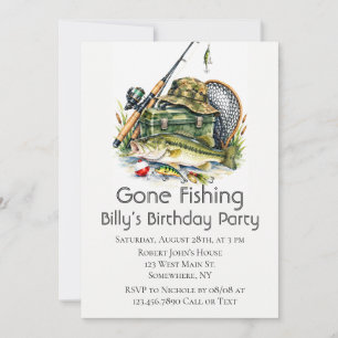 Gone Fishing Birthday Party Invitation