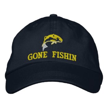 Gone Fishing Boat Captain Embroidered Baseball Cap by customthreadz at Zazzle