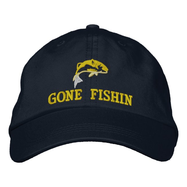 Gone Fishing boat captain Embroidered Baseball Cap (Front)