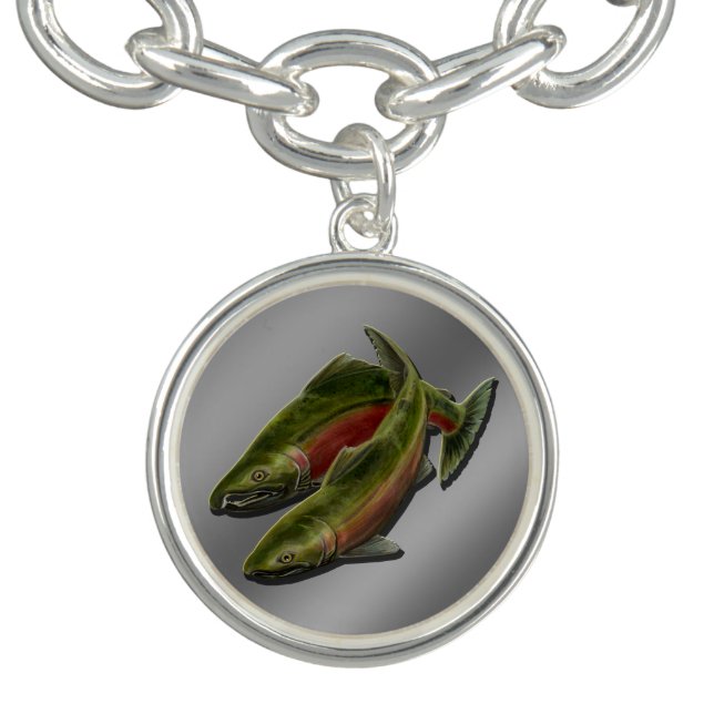 Gone Fishing Bracelet Coho Salmon Charm Bracelet (Design)