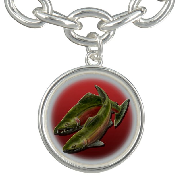 Gone Fishing Bracelet Coho Salmon Charm Bracelet (Design)