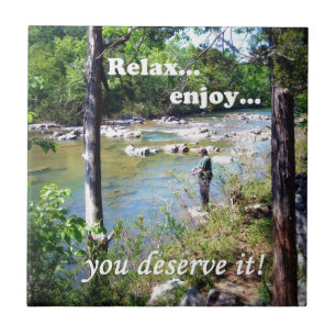 Gone Fishing Card Ceramic Tile