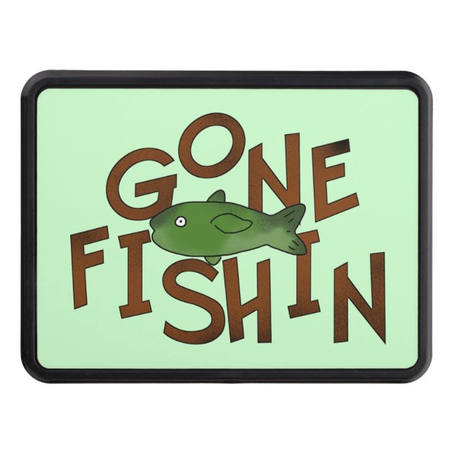 Gone Fishing cartoon Hitch cover (Front)