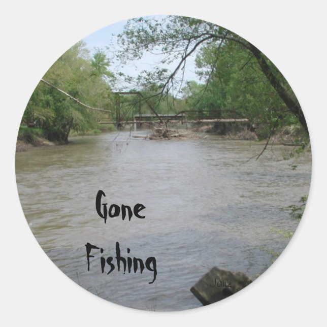 Gone Fishing Classic Round Sticker (Front)