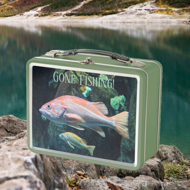 Gone Fishing Colorful Rockfish Photo Metal Lunch Box (In Situ (Outdoors))